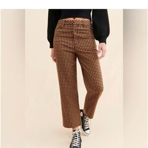 Brixton Checkered Tan and Black Trouser Cropped Pants Skater Size 30